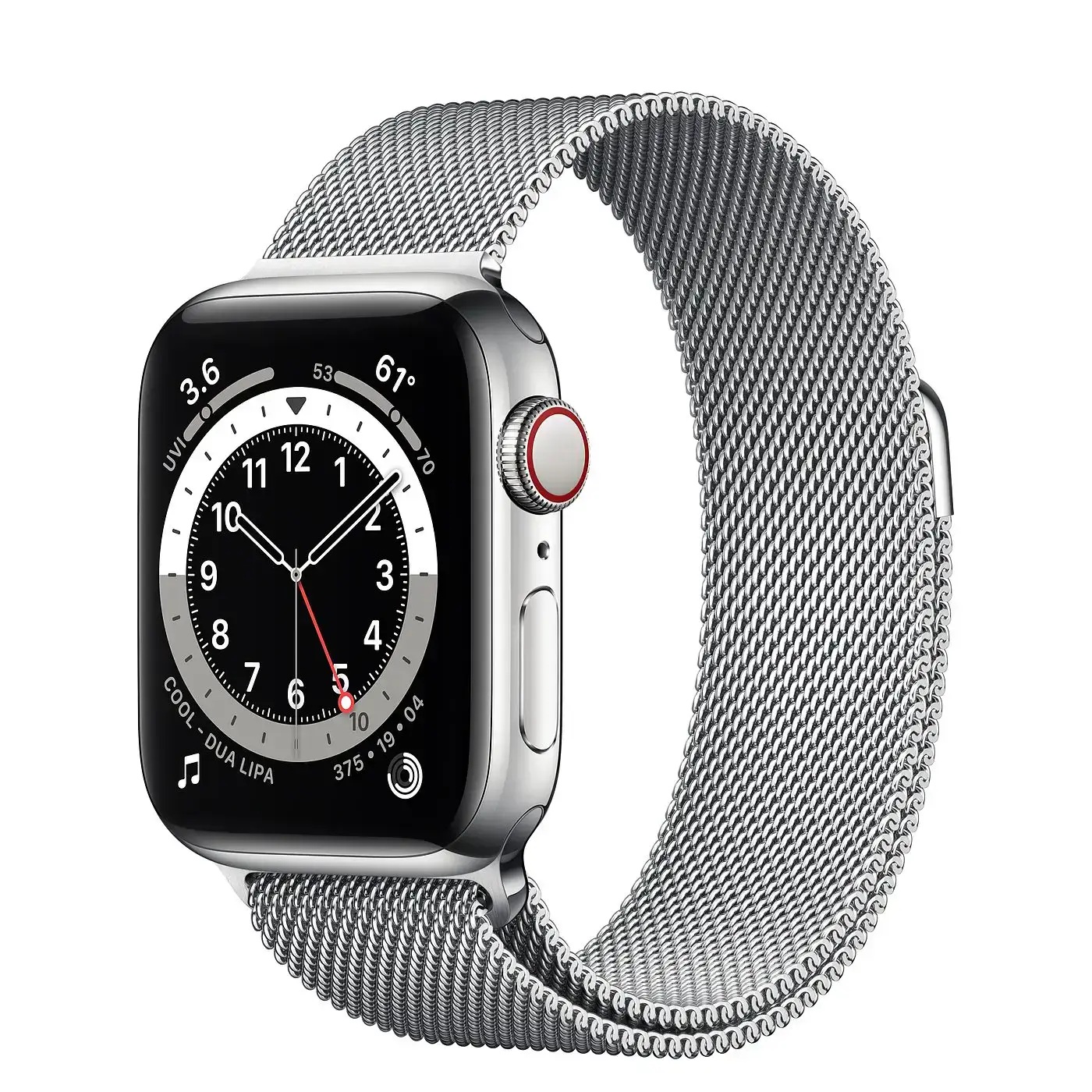 Apple Watch Series 6 GPS + Cellular 40mm Silver Stainless Steel Case with Silver Milanese Loop (M02V3, M06U3)